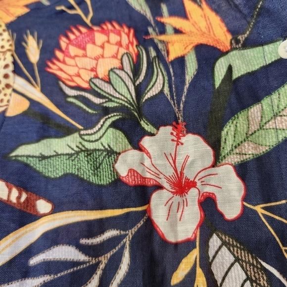 LAS SURENAS Running Cheatah Linen Blend Shirt XS - Picture 9 of 10